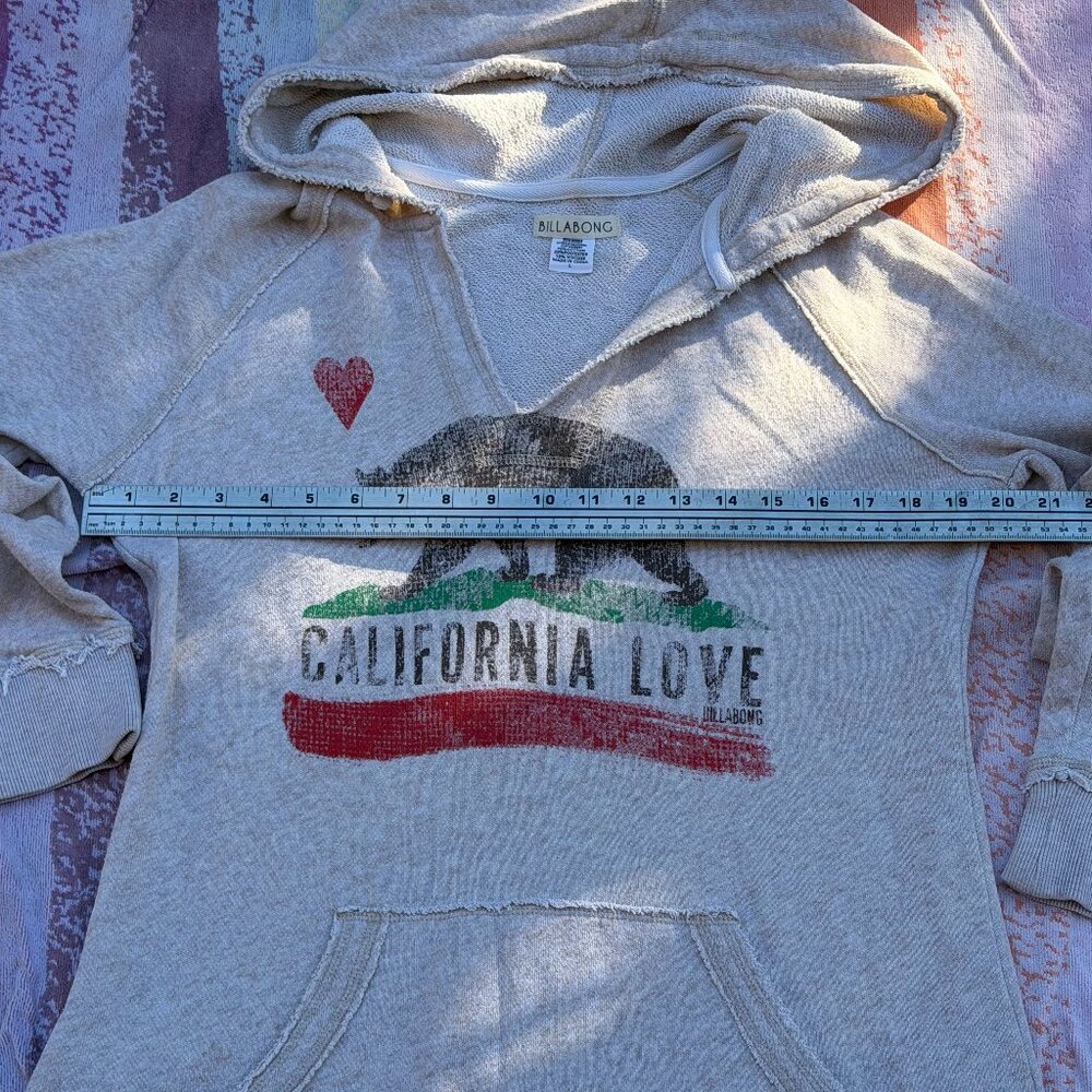 BILLABONG Cream Cotton Hoodie CALIFORNIA LOVE L - Picture 6 of 7